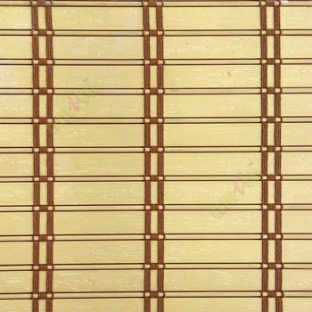 Yellow brown color horizontal stripes flat scale vertical thread stripes cylinder stick rollup mechanism PVC Blinds 